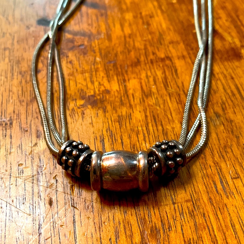 Silver chain and bead necklace 18”